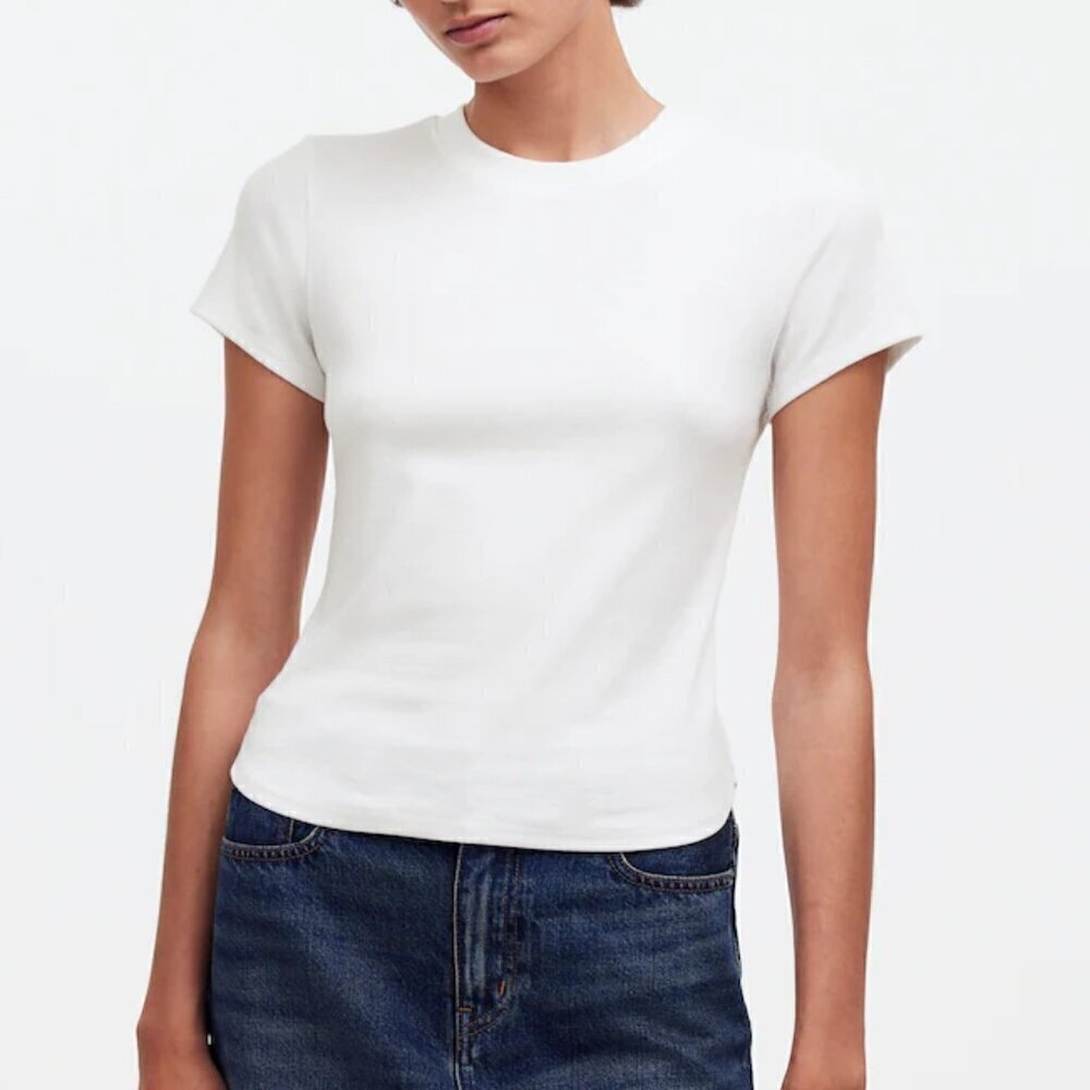 Madewell (Re)generative Cotton Ribbed Crewneck Tee White Size XS
